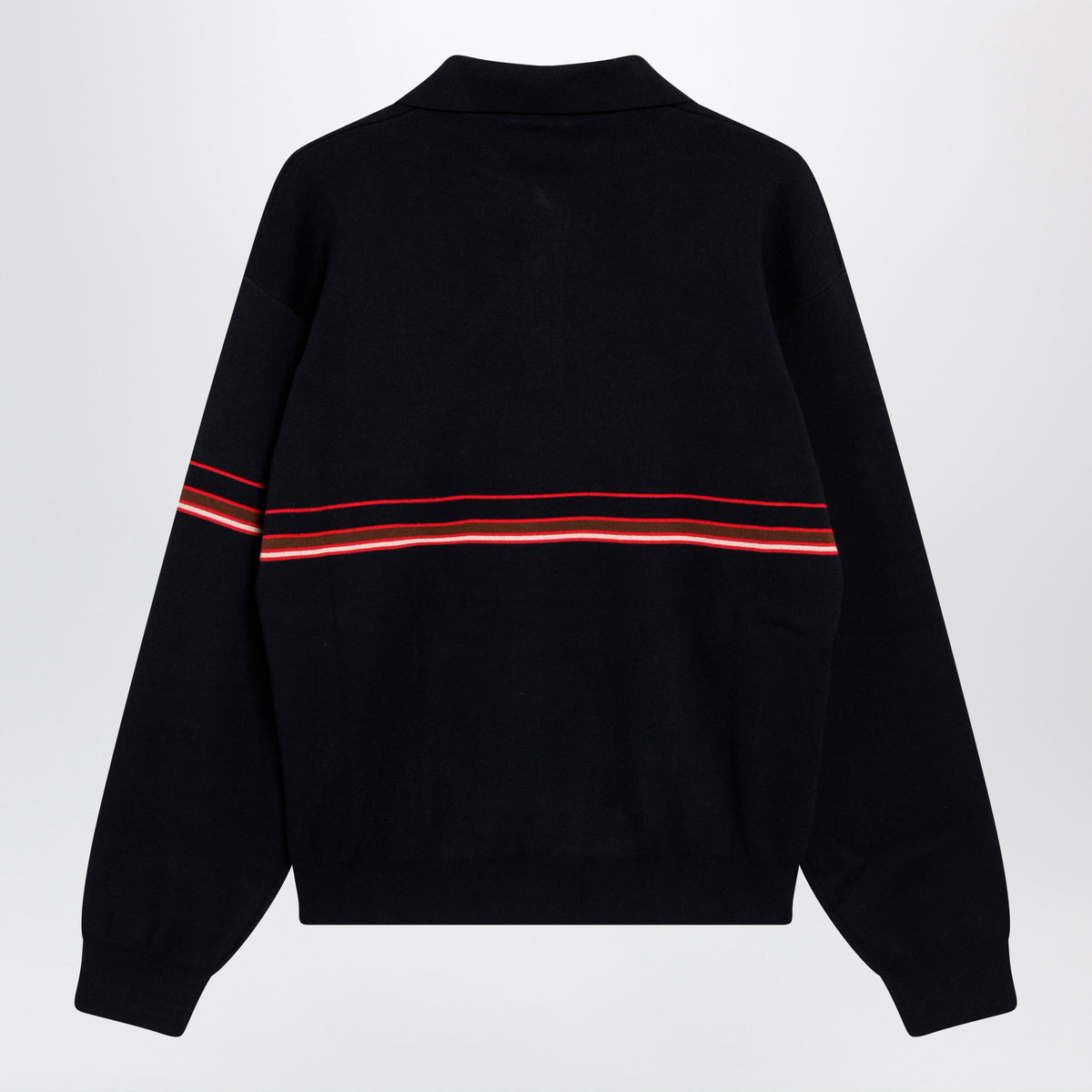 Versace Navy Blue Cotton Knit Polo Shirt With Embroidered Logo Men VERSACE