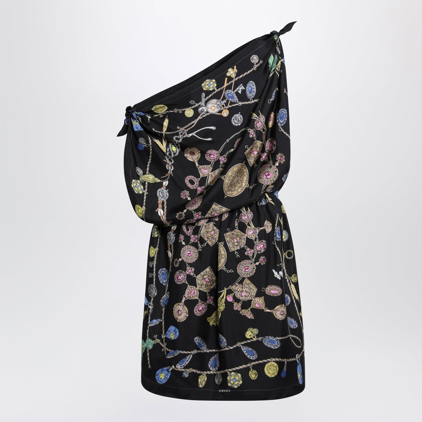 Versace Black Printed Silk Twill Dress Women VERSACE