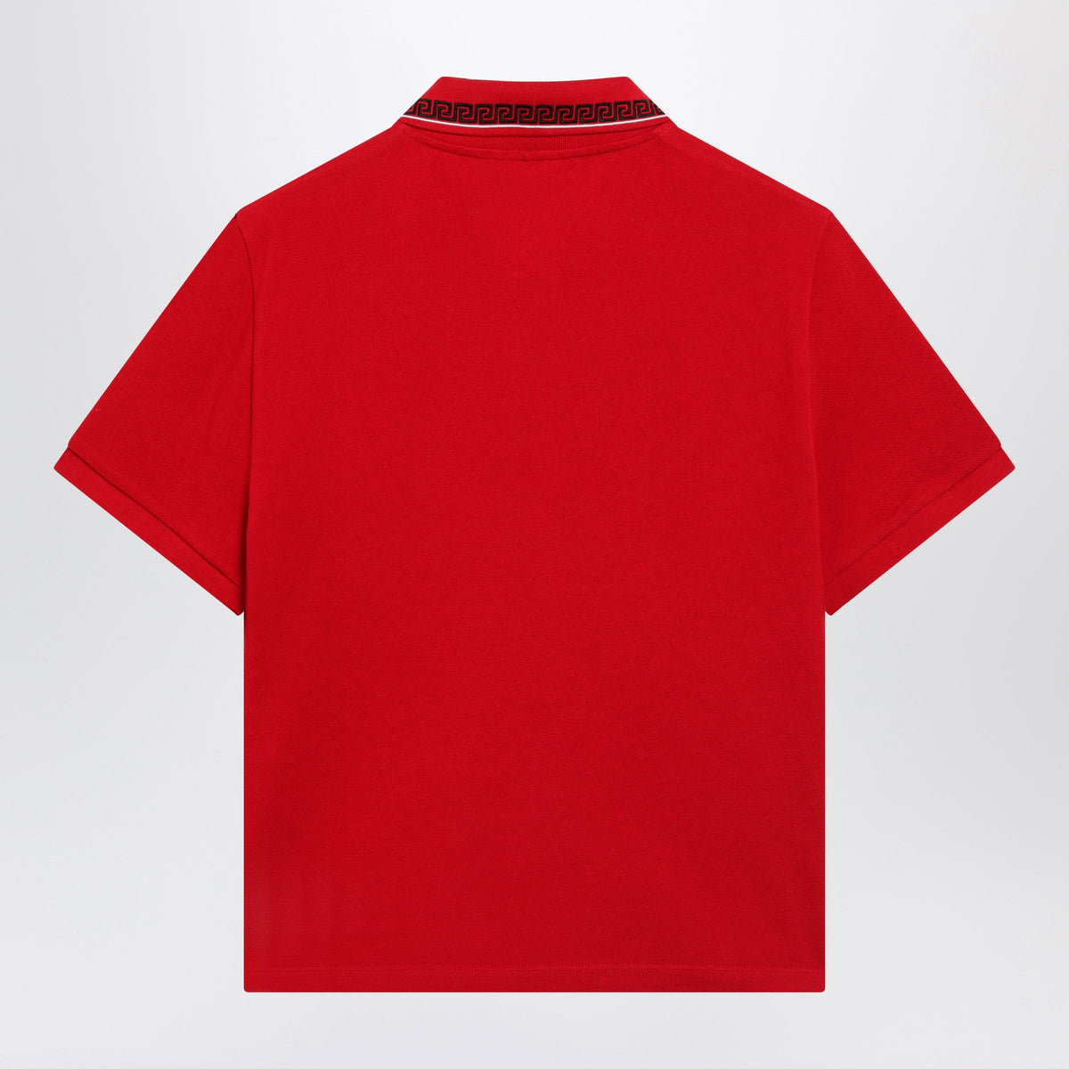 Versace Lipstick Red Cotton Pique Polo With Embroidered Logo Women VERSACE