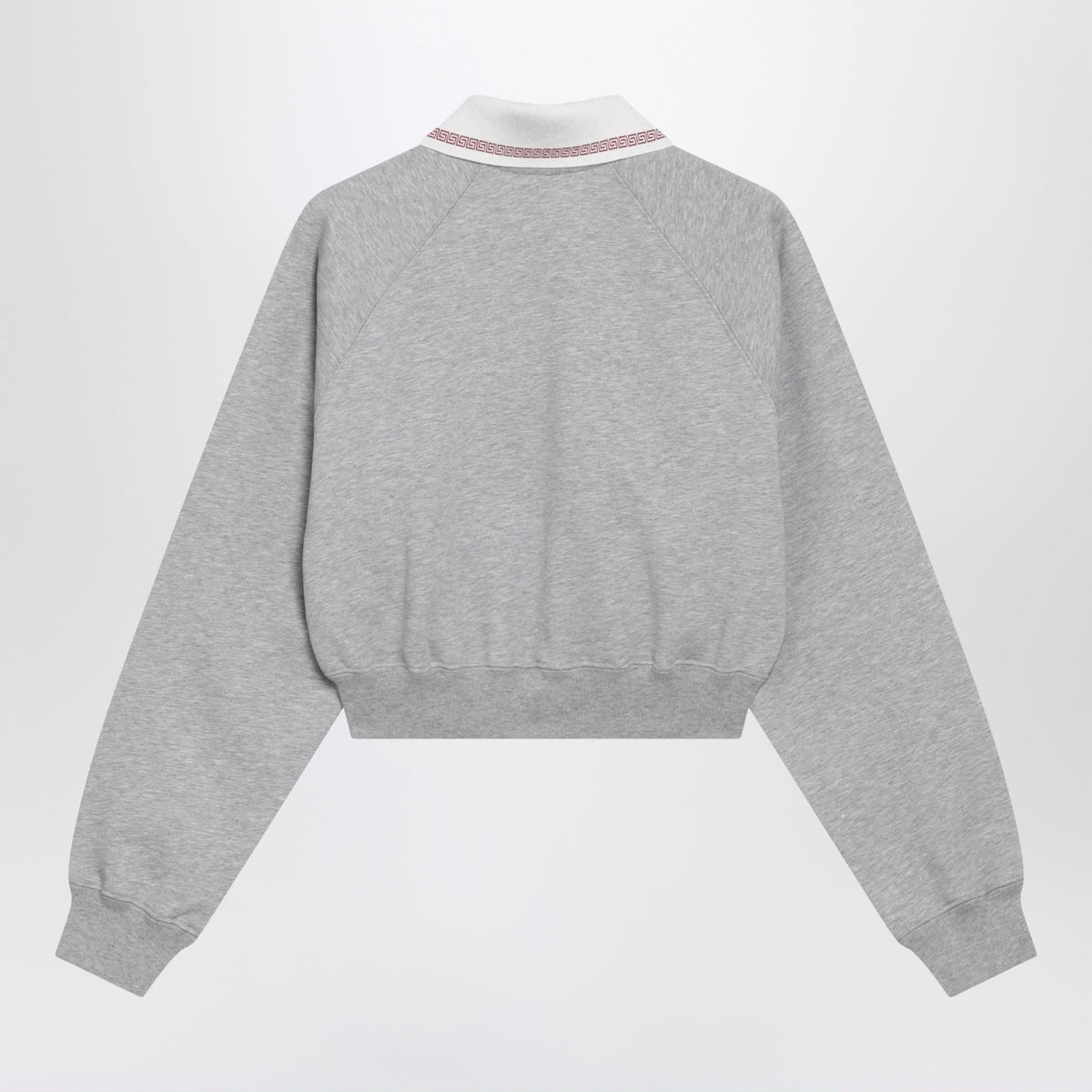 Versace Grey Cropped Cotton Polo Sweatshirt Women VERSACE