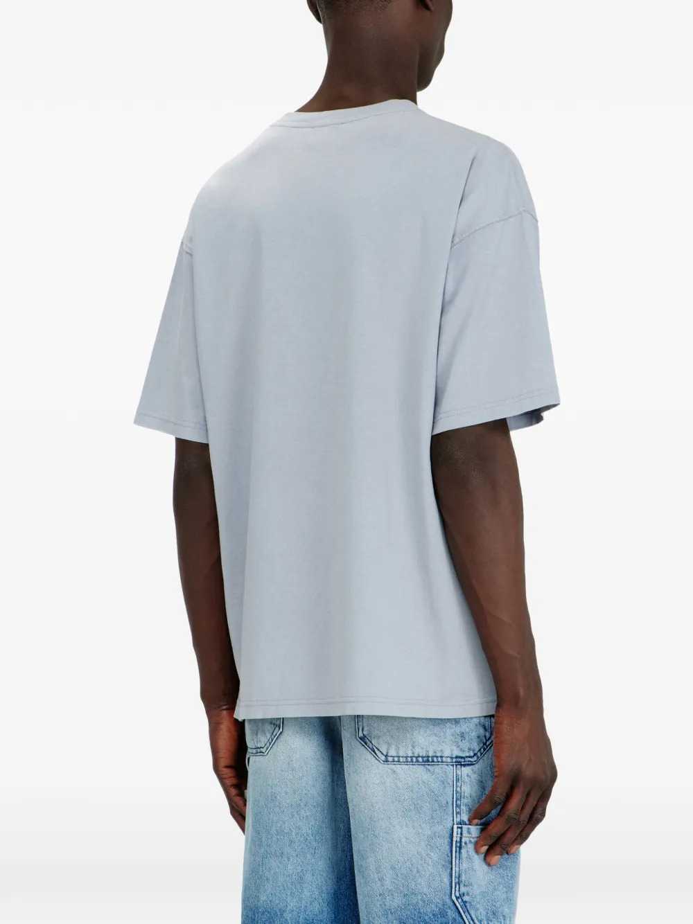 Diesel Men Distressed-Effect T-Shirt With Flocked Logo DIESEL