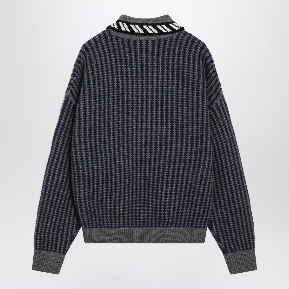 Versace Dark Grey Wool Zip-Up Cardigan Men VERSACE