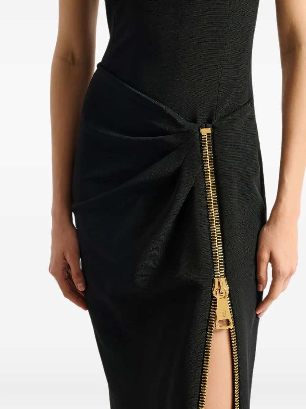 Balmain Women Long Jersey Dress With Leg Slit BALMAIN