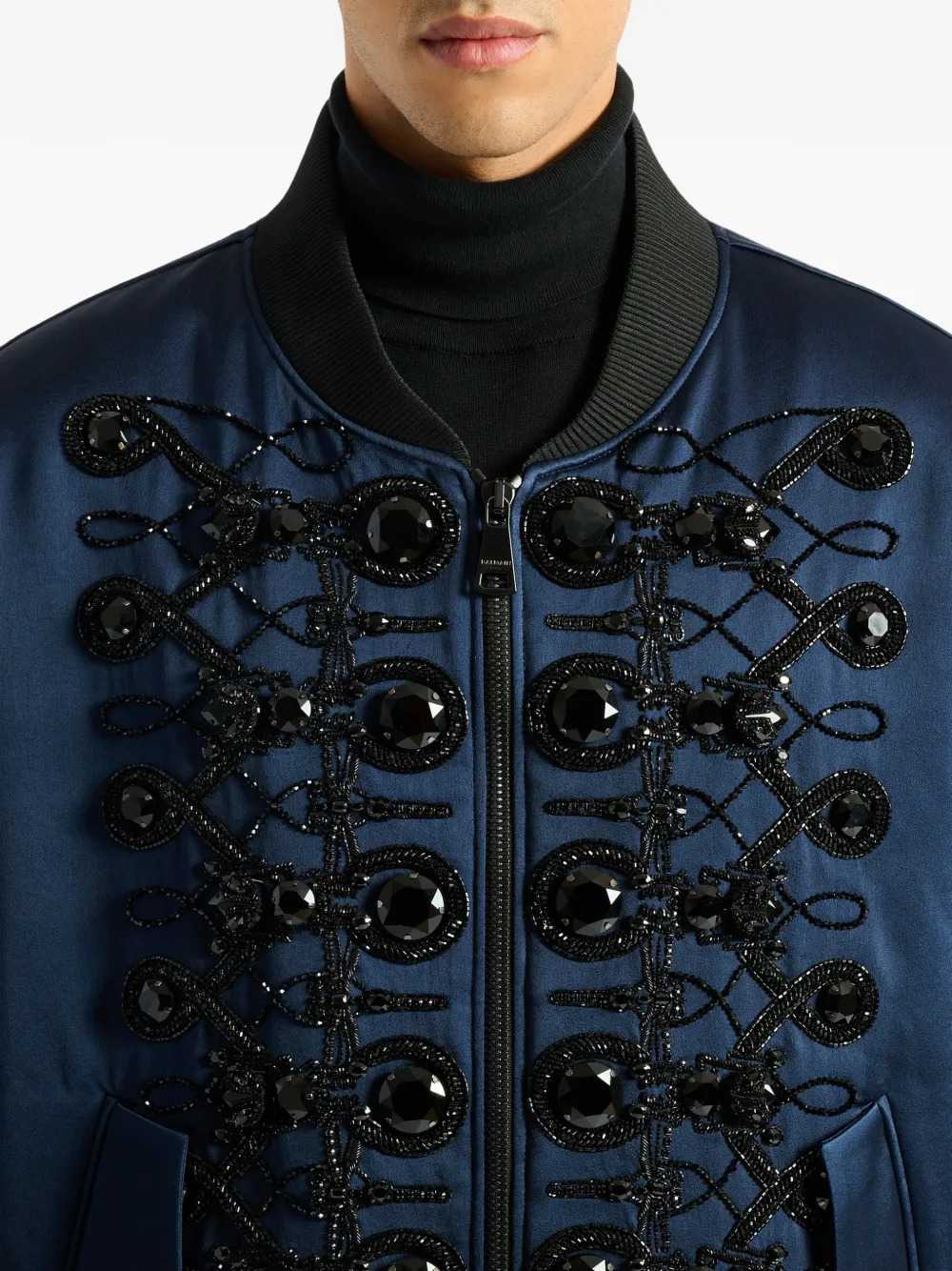 Balmain Men Satin Military Bomber Jacket BALMAIN