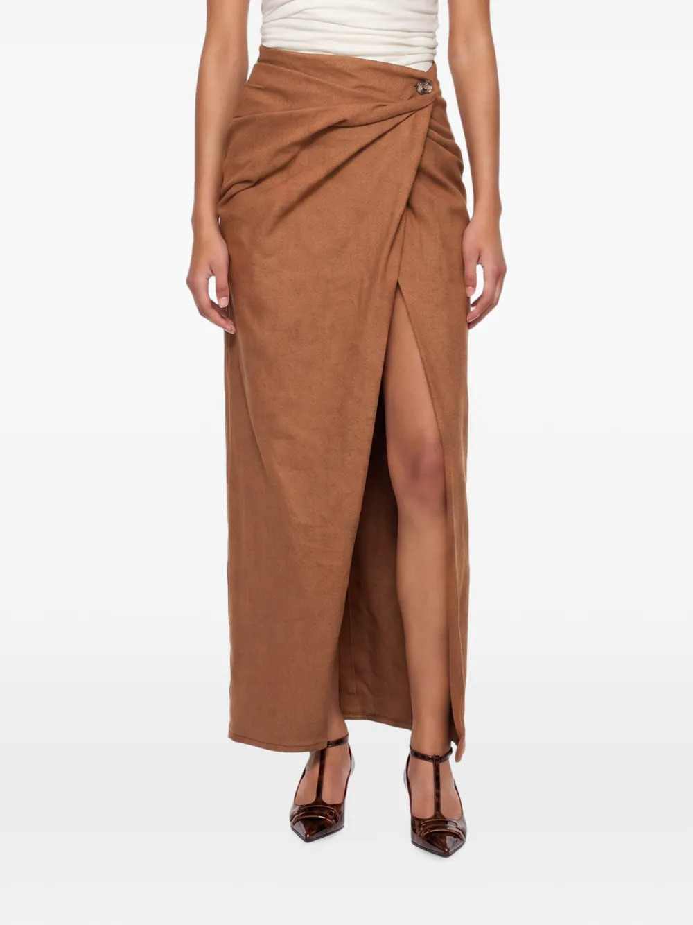 Diesel Women Draped Denim Midi Skirt DIESEL