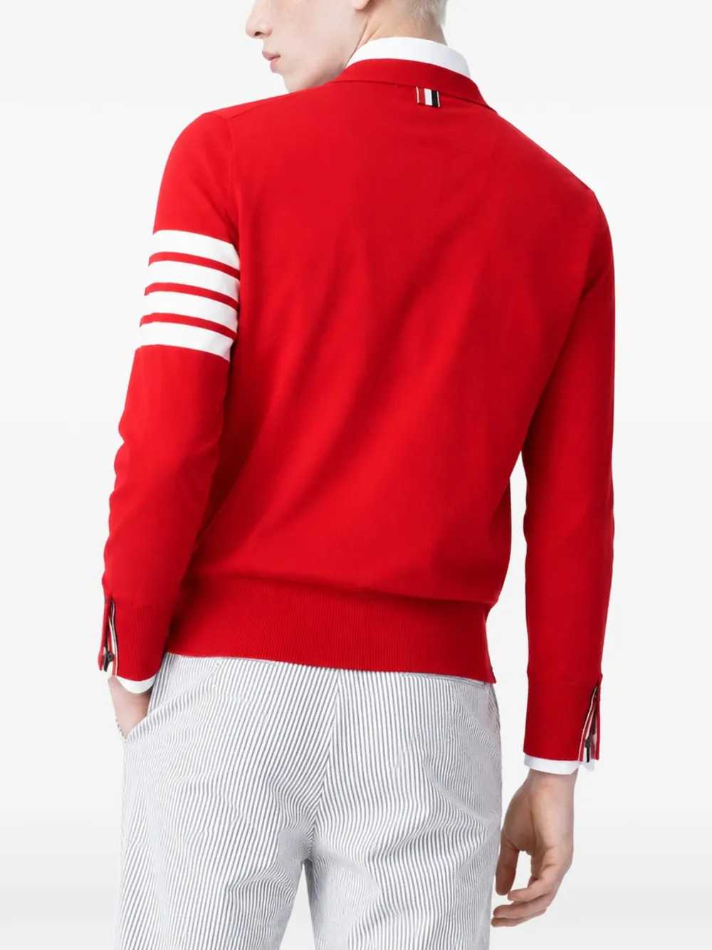 Thom Browne Men Merino Wool Cardigan With 4-Bar Detail THOM BROWNE