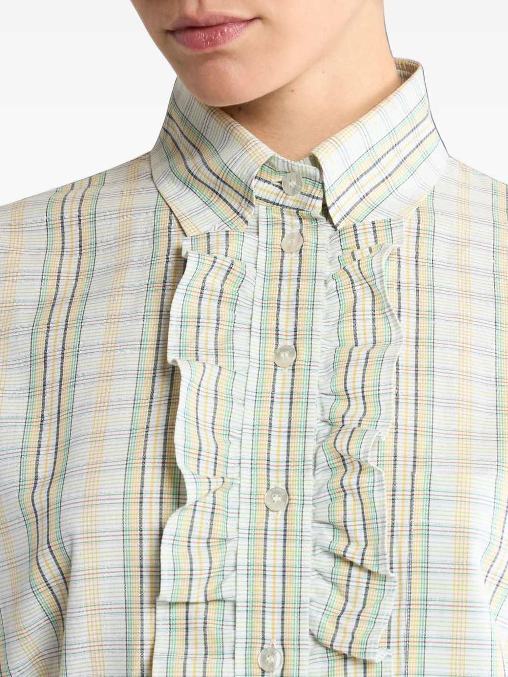 Etro Women Cotton Shirt With A Bib Front And A Checkered Pattern ETRO