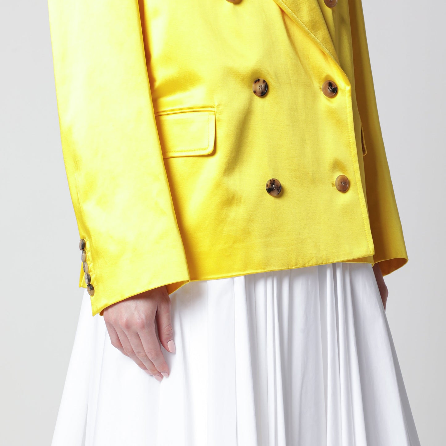 Dries Van Noten Double-Breasted Cotton Blend Jacket Shiny Yellow Women DRIES VAN NOTEN