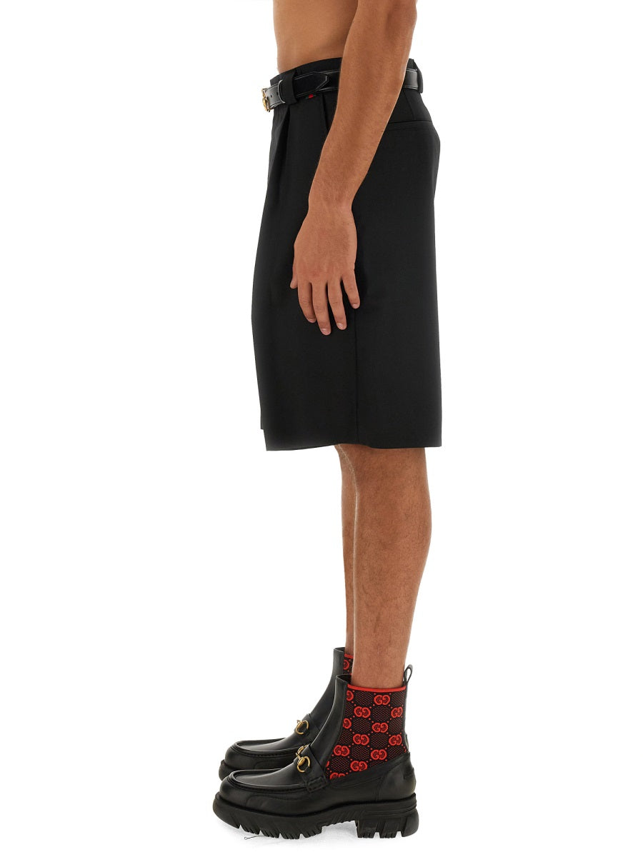Gucci Men Wool Blend Twill Shorts GUCCI