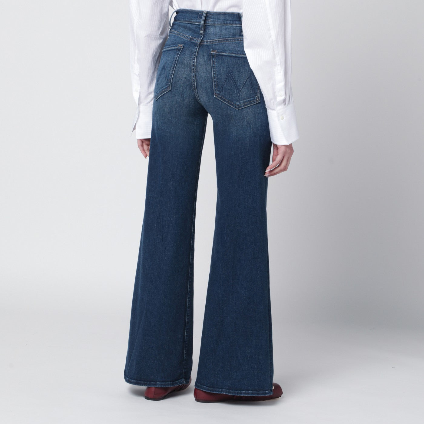 Mother Blue Flared Troublemaker Jeans Women Mother