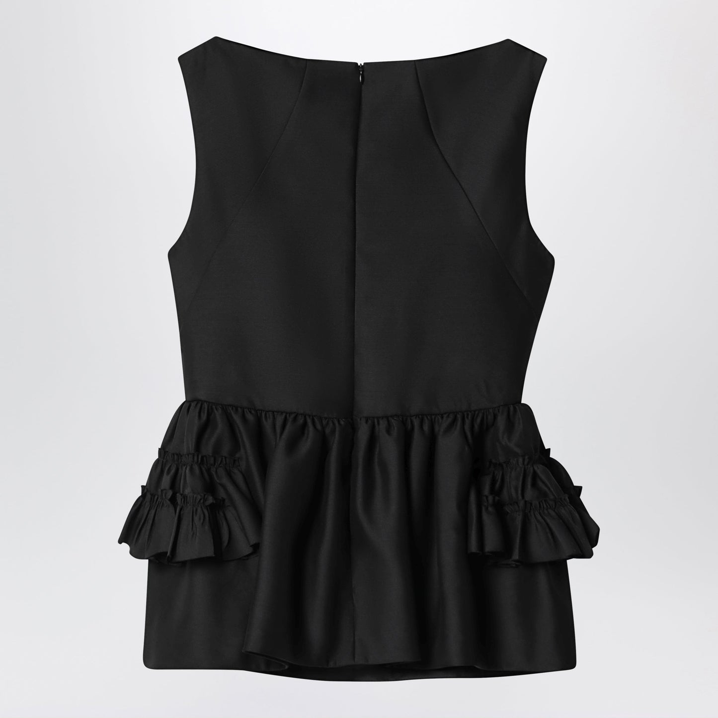Dries Van Noten Black Wool And Silk Ruffled Top Women DRIES VAN NOTEN
