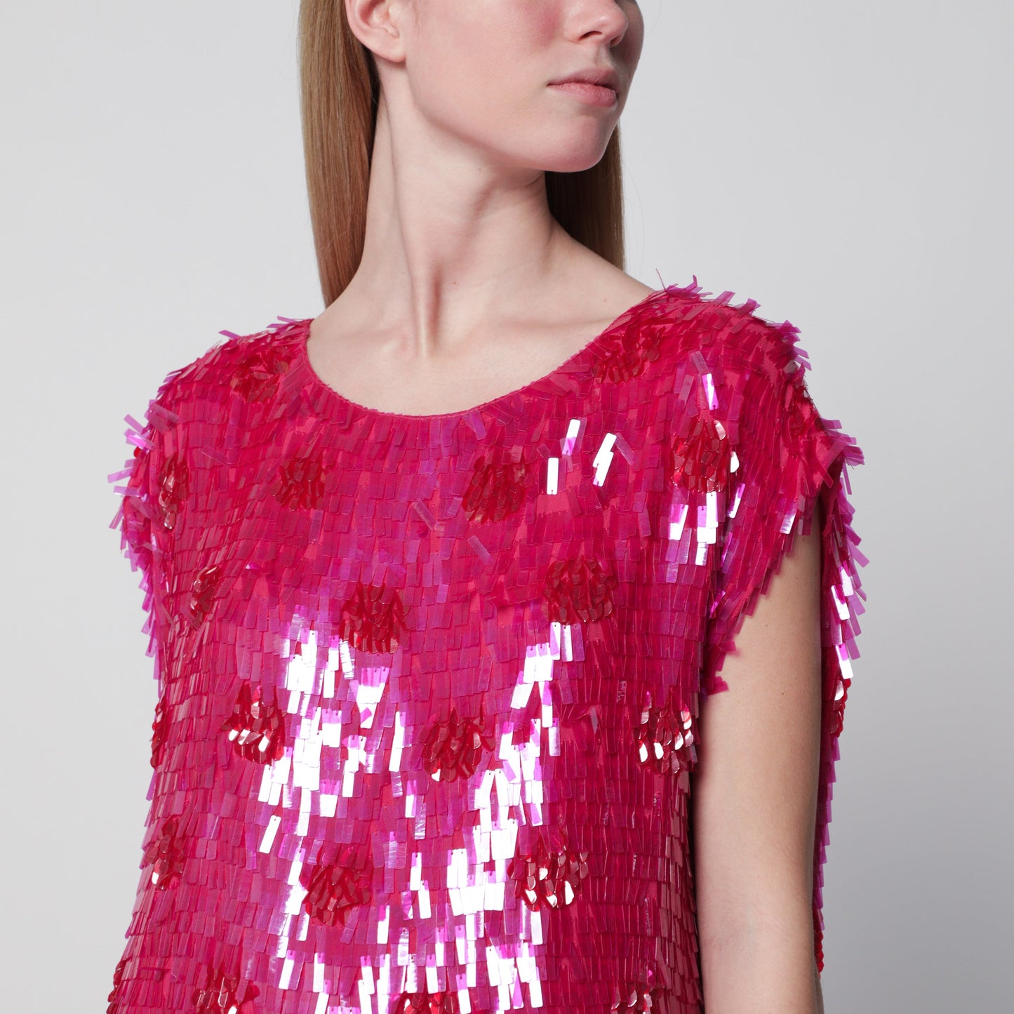Dries Van Noten Fuchsia Silk Top With Sequins Women DRIES VAN NOTEN