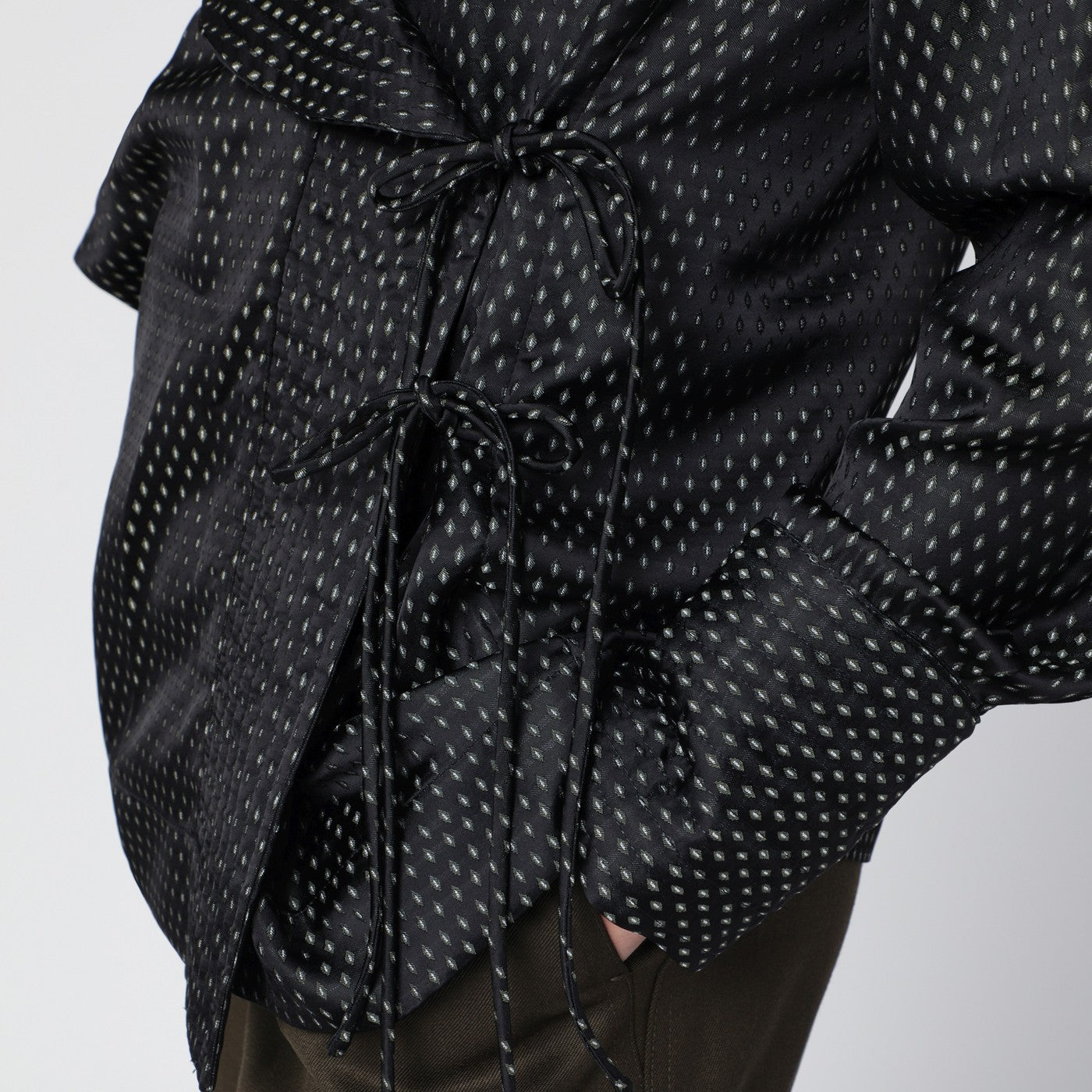 Dries Van Noten Black Wrap Shirt With Jacquard Texture Women DRIES VAN NOTEN