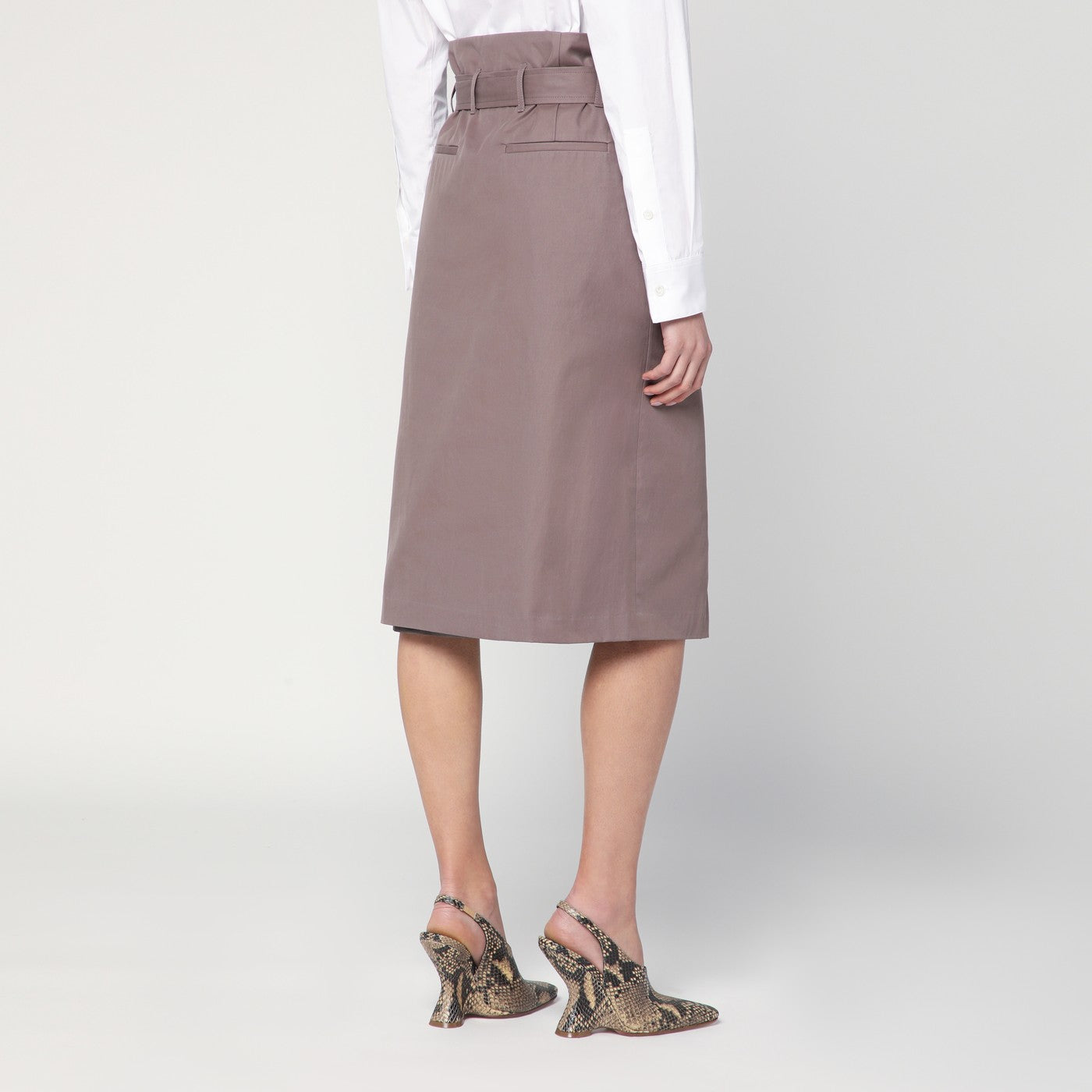 Dries Van Noten Taupe Skirt In Cotton With Belt Women DRIES VAN NOTEN