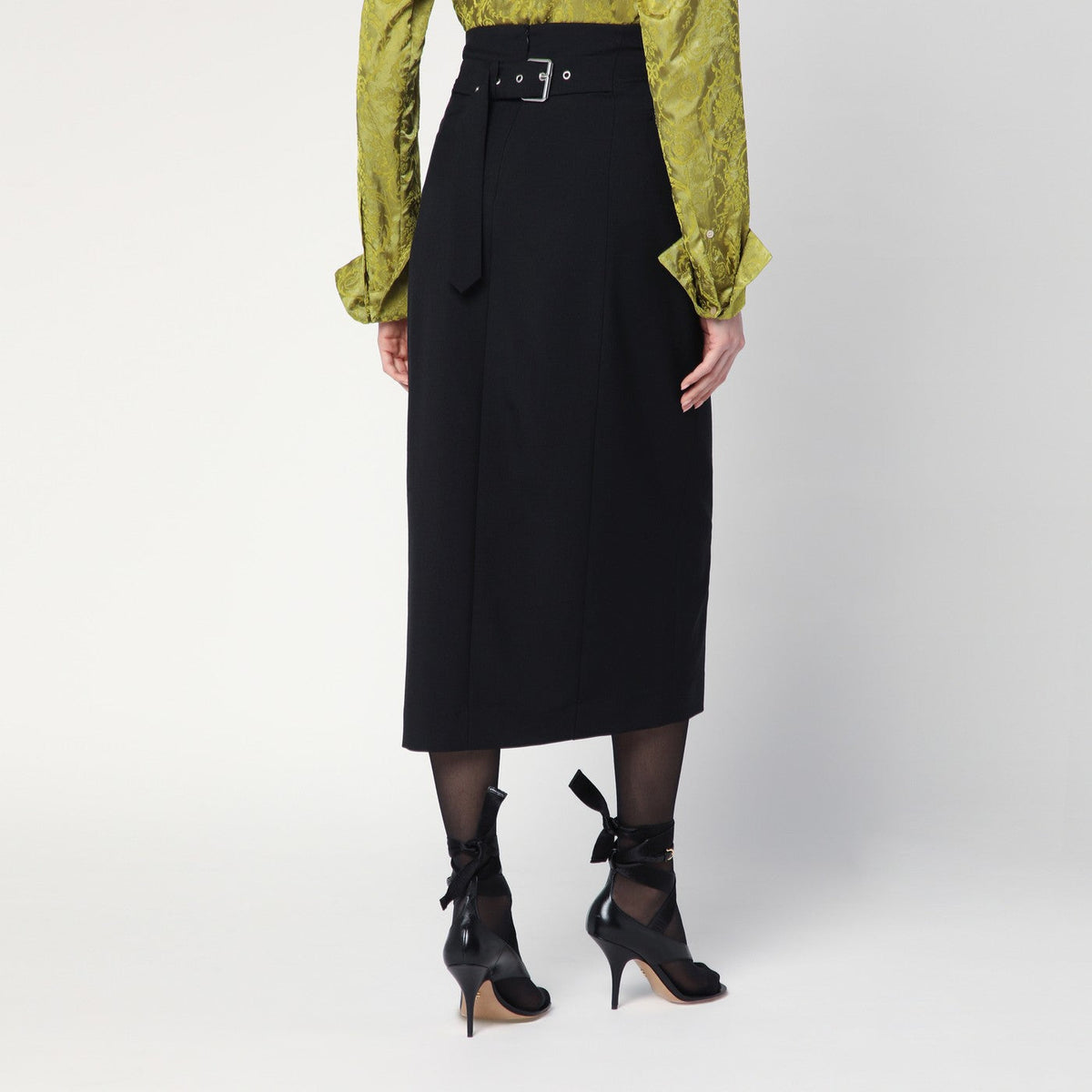 Dries Van Noten Black Wool And Mohair Midi Skirt Women DRIES VAN NOTEN
