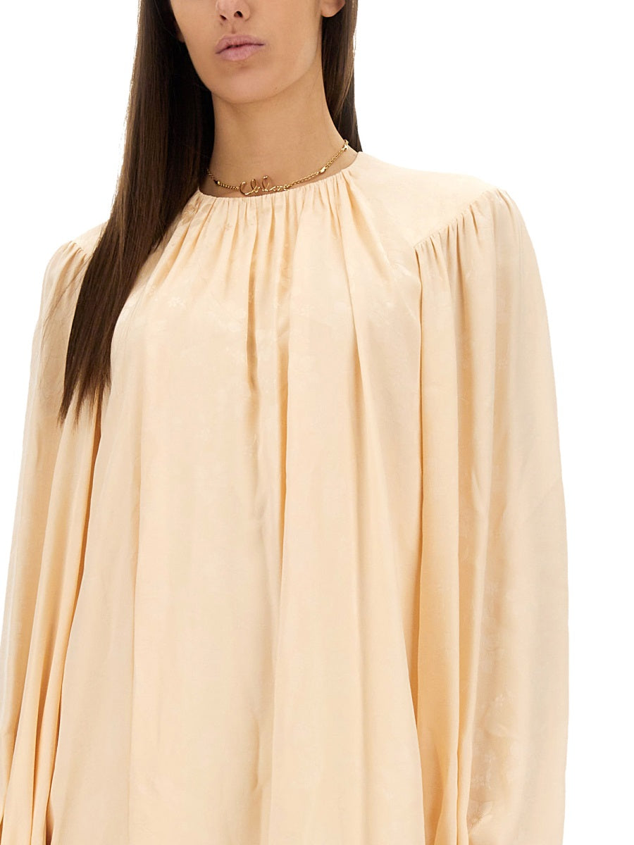 Chloé Women Silk Shirred Mini Dress CHLOE