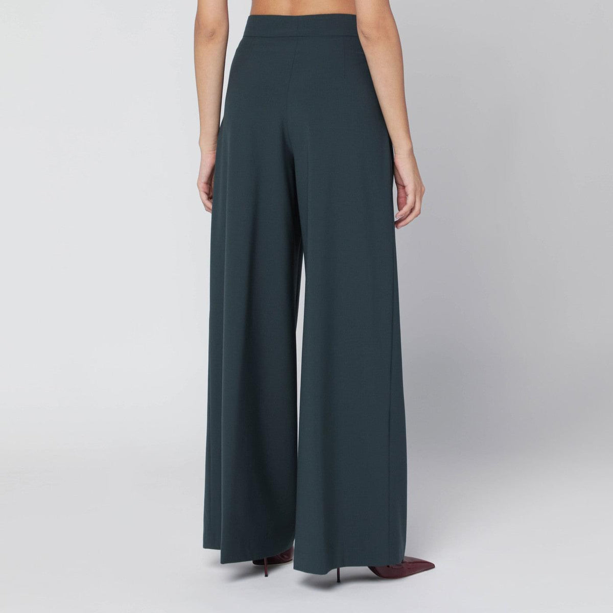 Dries Van Noten Straight Pants With Dark Green Pleats Women DRIES VAN NOTEN