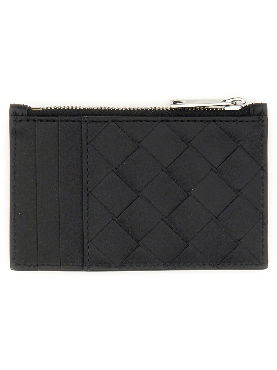 Bottega Veneta Men Woven Card Holder With Zipper BOTTEGA VENETA