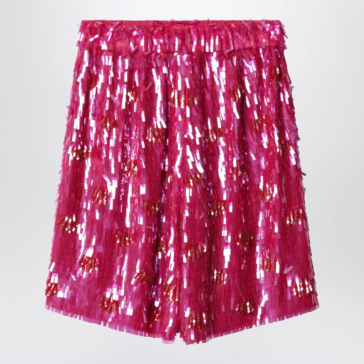 Dries Van Noten Fuchsia Silk Bermuda Shorts With Sequins Women DRIES VAN NOTEN