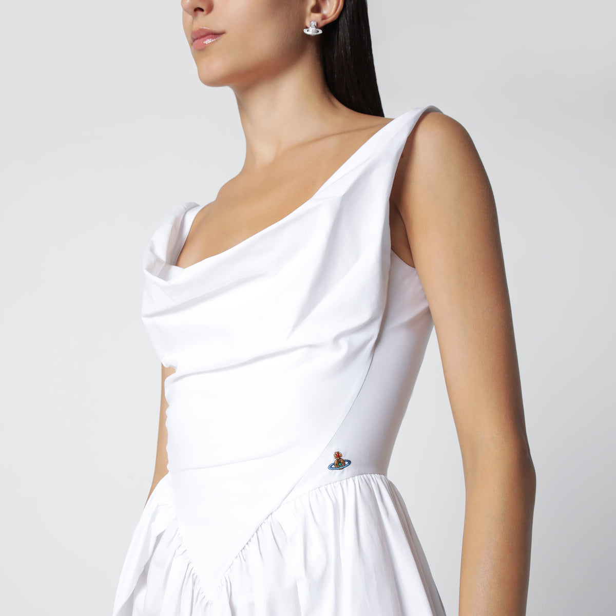 Vivienne Westwood Sunday Midi Cotton Poplin Dress In White Women VIVIENNE WESTWOOD