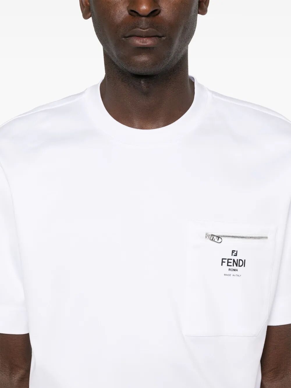 Fendi Men Zip-Detail Fendi Roma Cotton T-Shirt FENDI