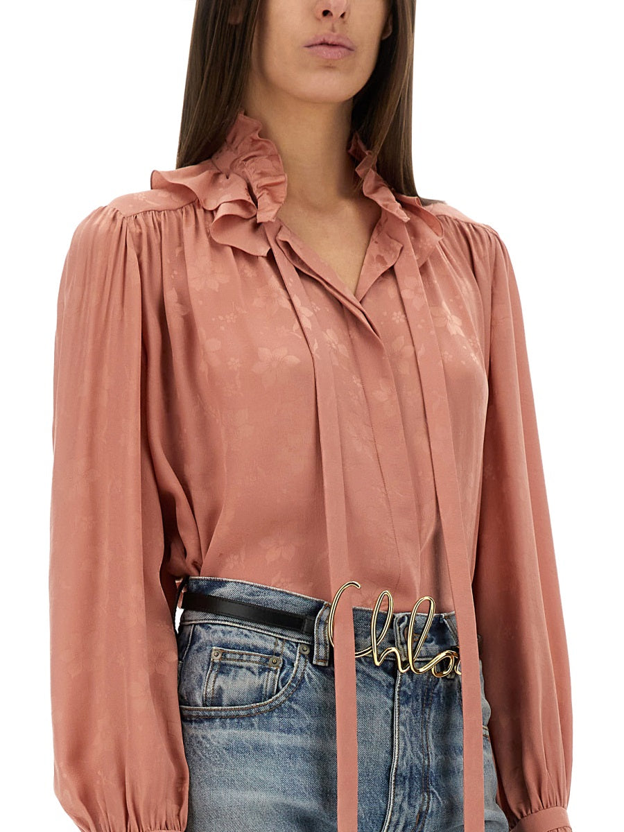 Chloé Women Fluid Silk Jacquard Blouse CHLOE