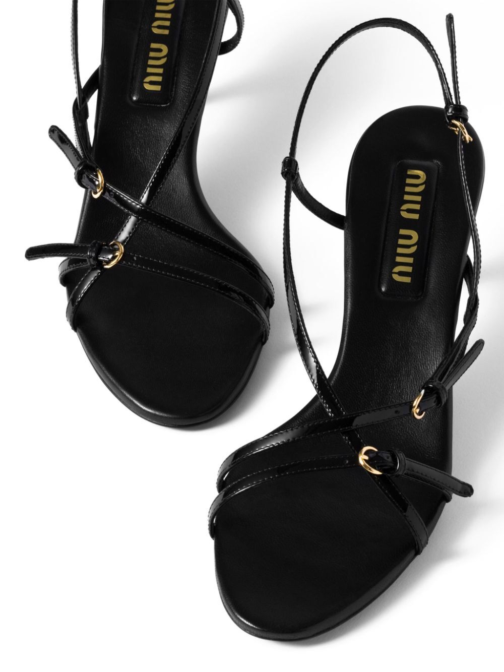 Miu Miu Women Patent Leather Sandals With Buckles MIU MIU