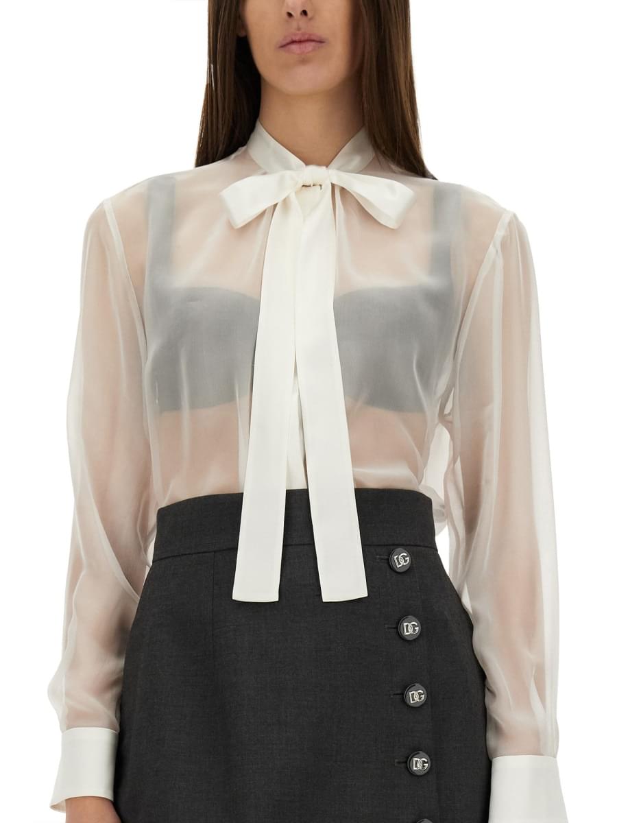 Dolce & Gabbana Women Dolce & Gabbana Women Chiffon Shirt With Bow DOLCE & GABBANA