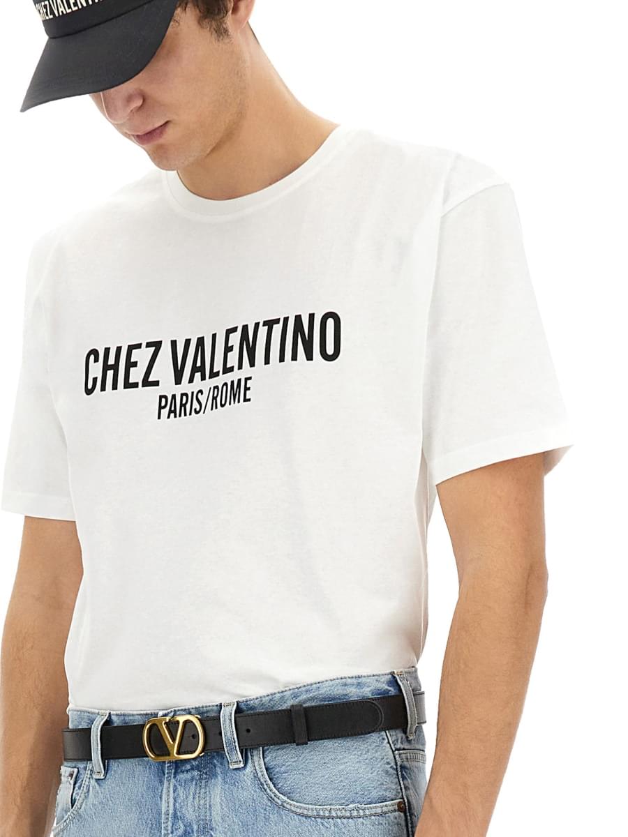 Valentino Men Cotton T-Shirt With "Chez Valentino" Print VALENTINO