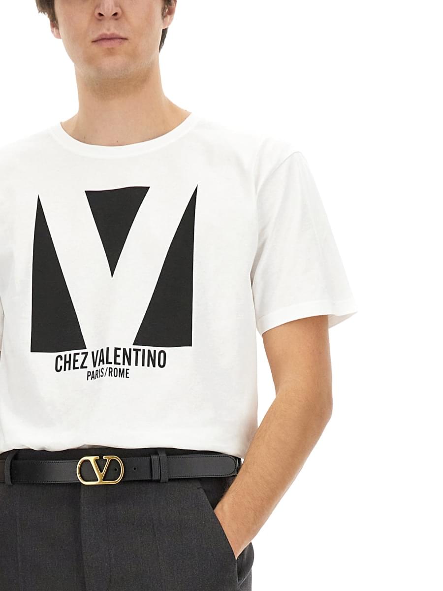 Valentino Men Cotton T-Shirt With "Chez Valentino" Print VALENTINO