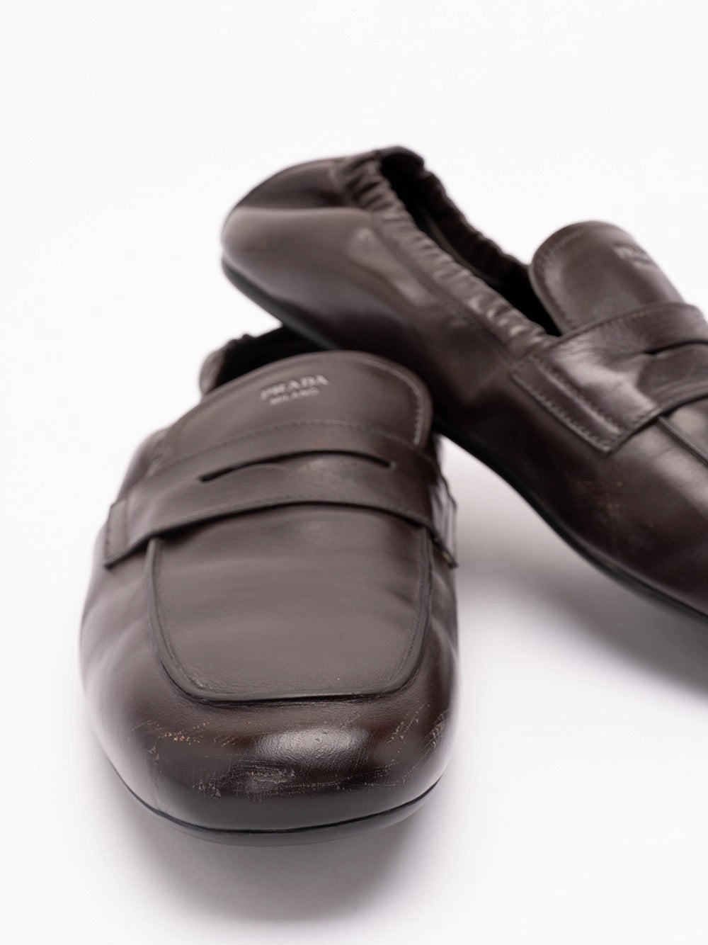 Prada Men Shuffle Antiqued Leather Loafers PRADA