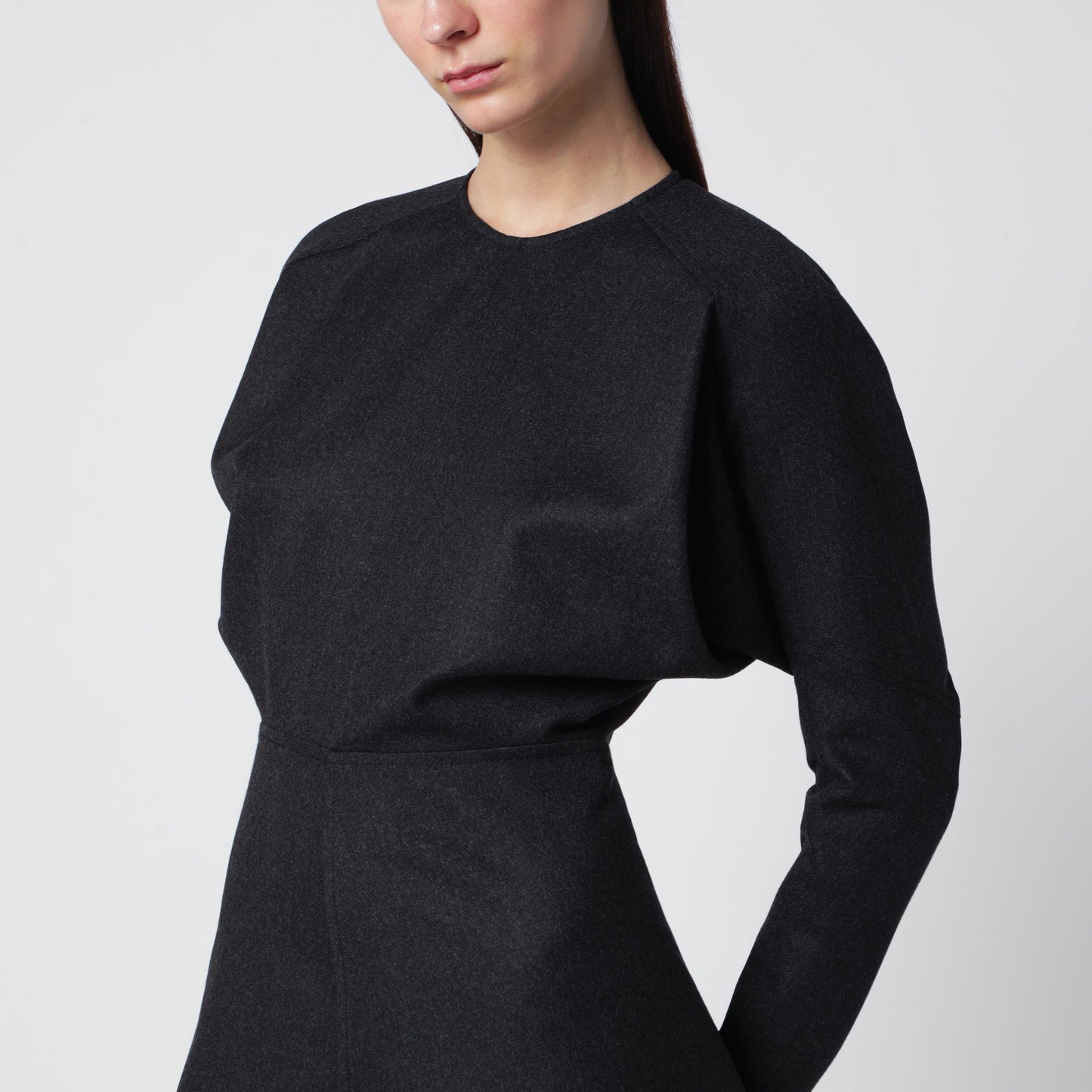 Victoria Beckham Doman Virgin Wool Dress In Dark Grey Melange Women VICTORIA BECKHAM