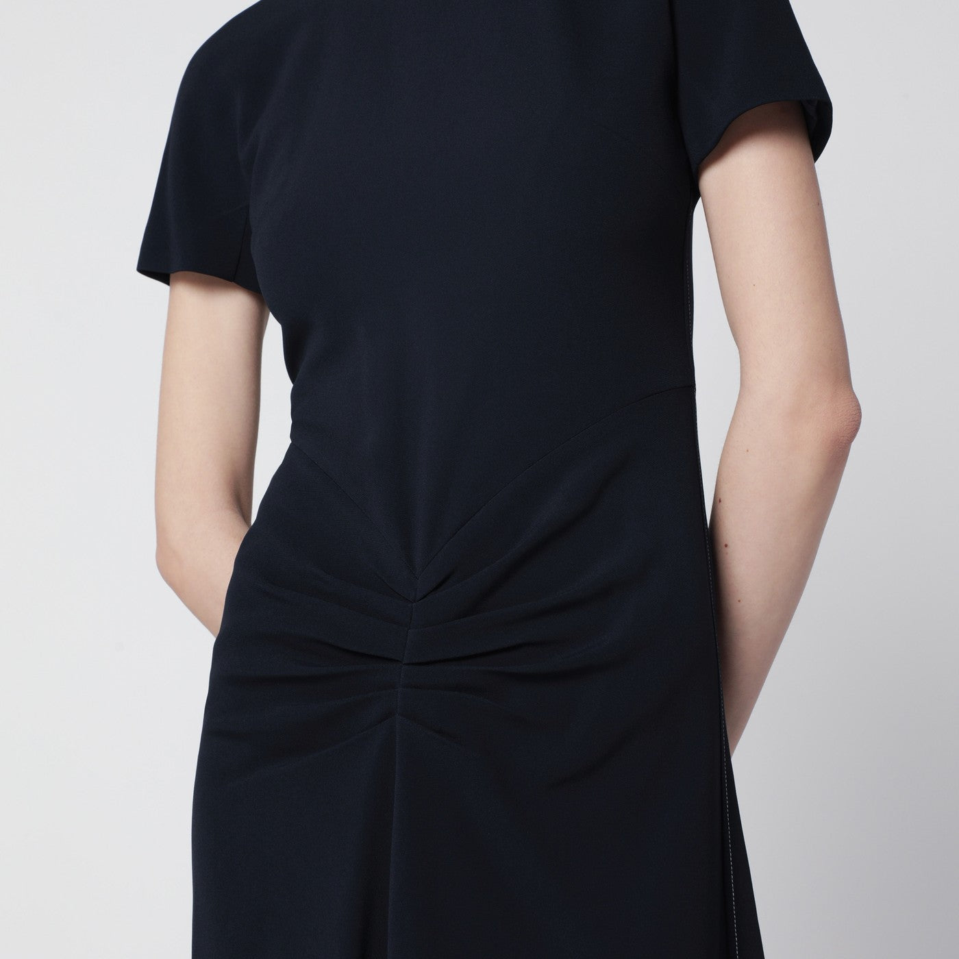 Victoria Beckham Blaire Dress With Gathered Waist In Navy Blue Women VICTORIA BECKHAM