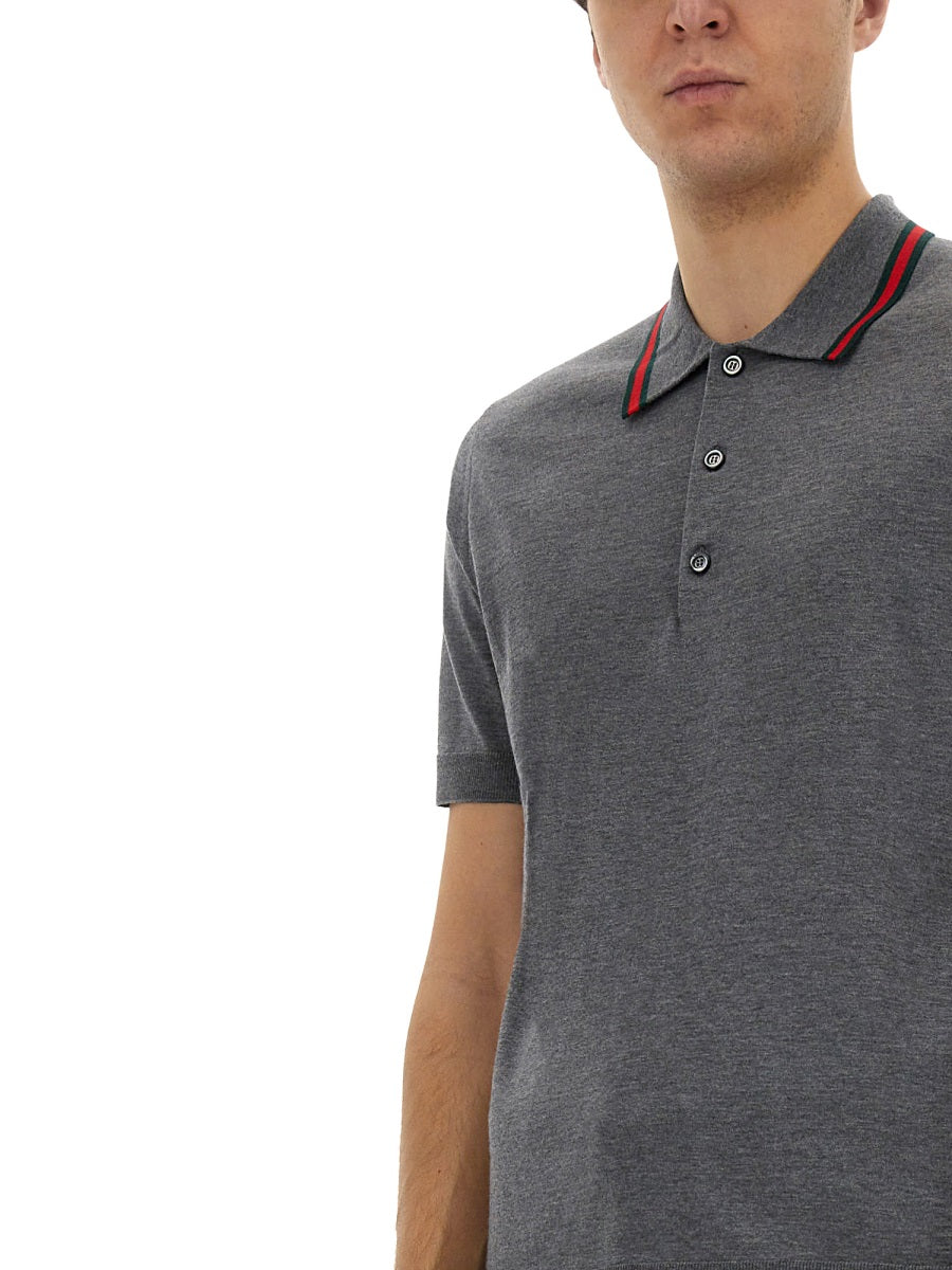 Gucci Men Polo Shirt With Web Pattern GUCCI