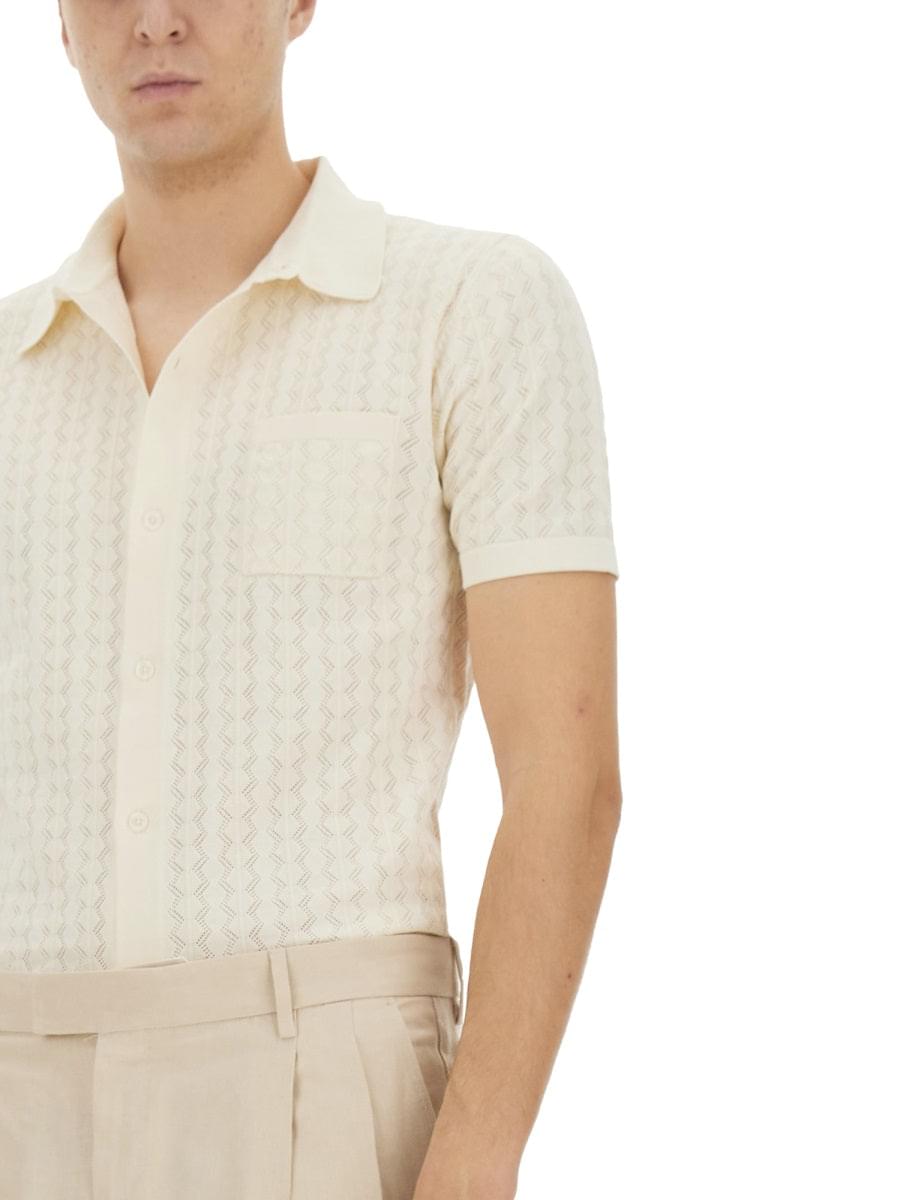 Dolce & Gabbana Men Perforated Cotton Knit Shirt DOLCE & GABBANA