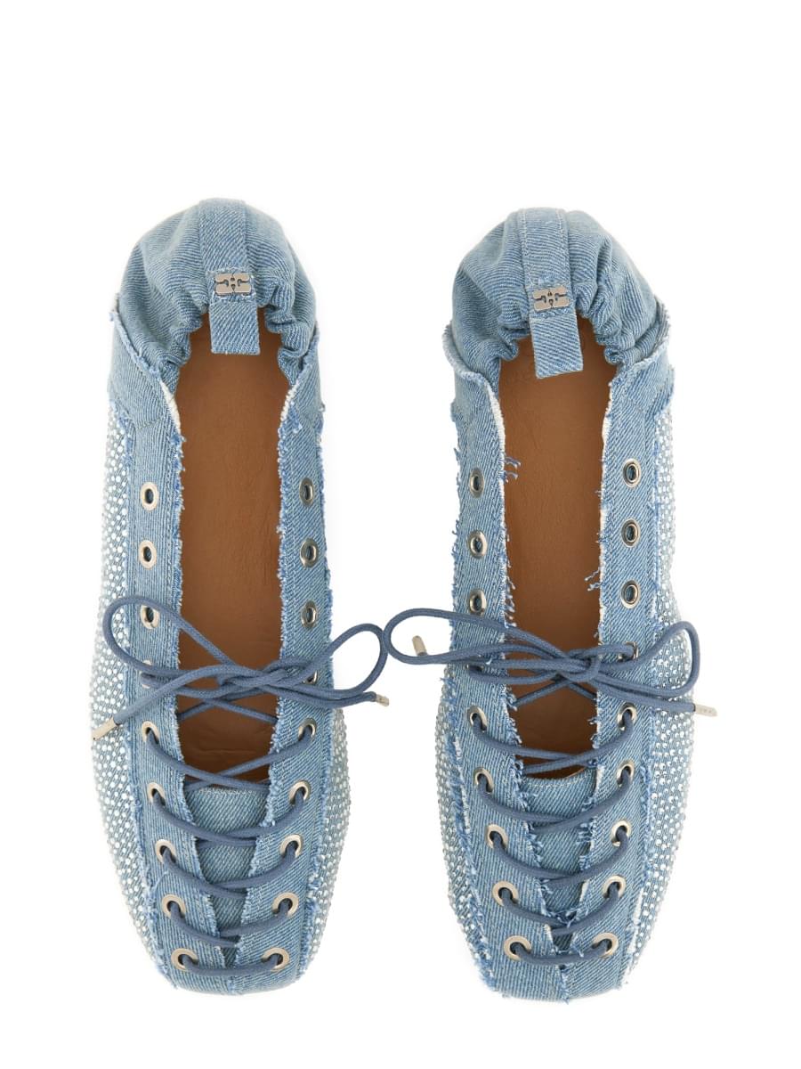 Ganni Women Lace-Up Ballerina GANNI