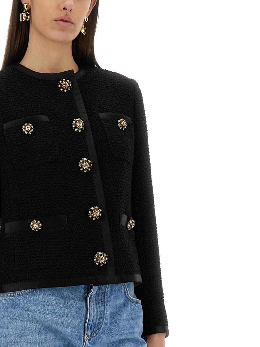 Dolce & Gabbana Women Single-Breasted Tweed Bouclé Short Jacket DOLCE & GABBANA