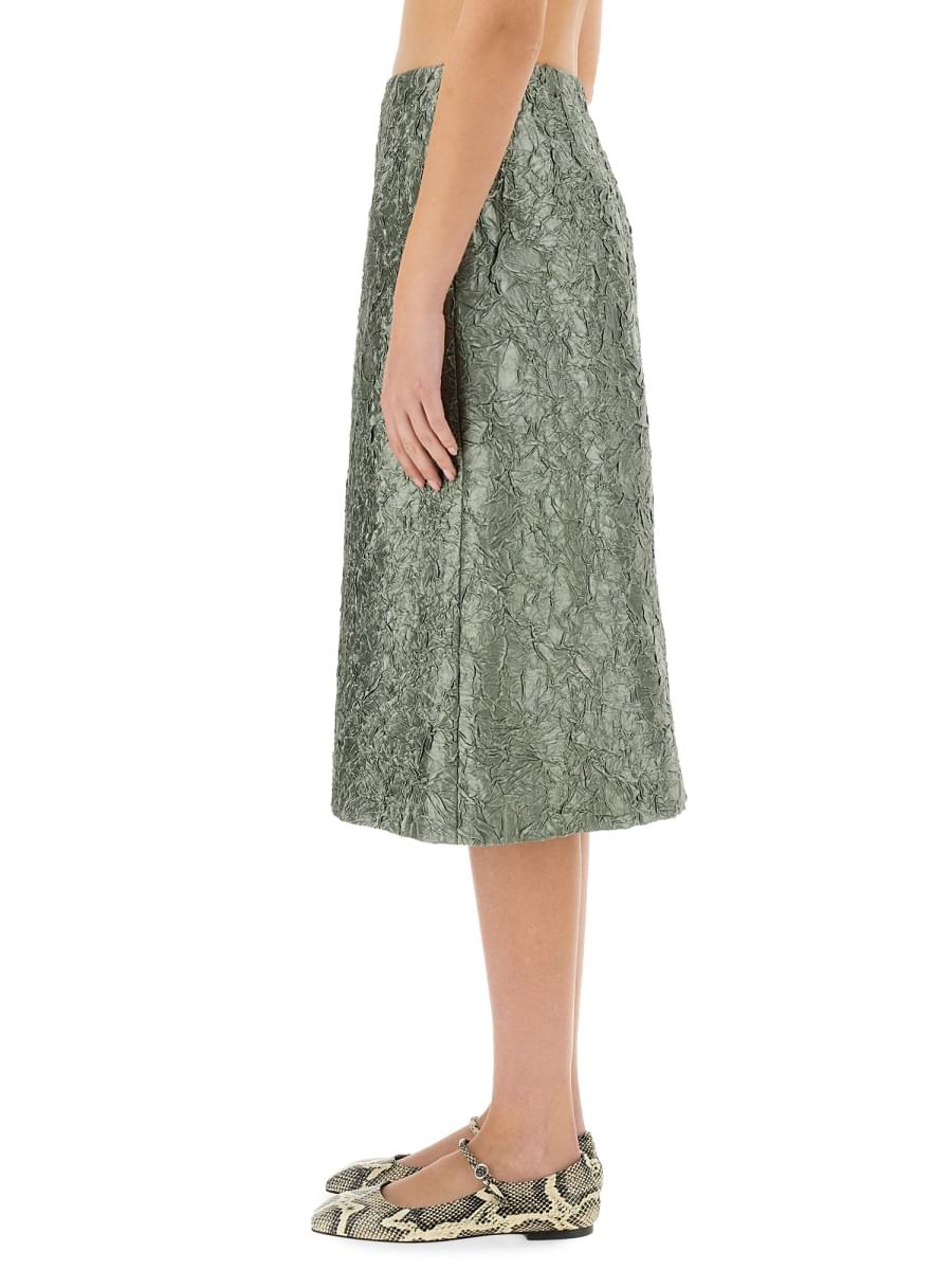 Dries Van Noten Women Ruched Satin Midi Skirt DRIES VAN NOTEN