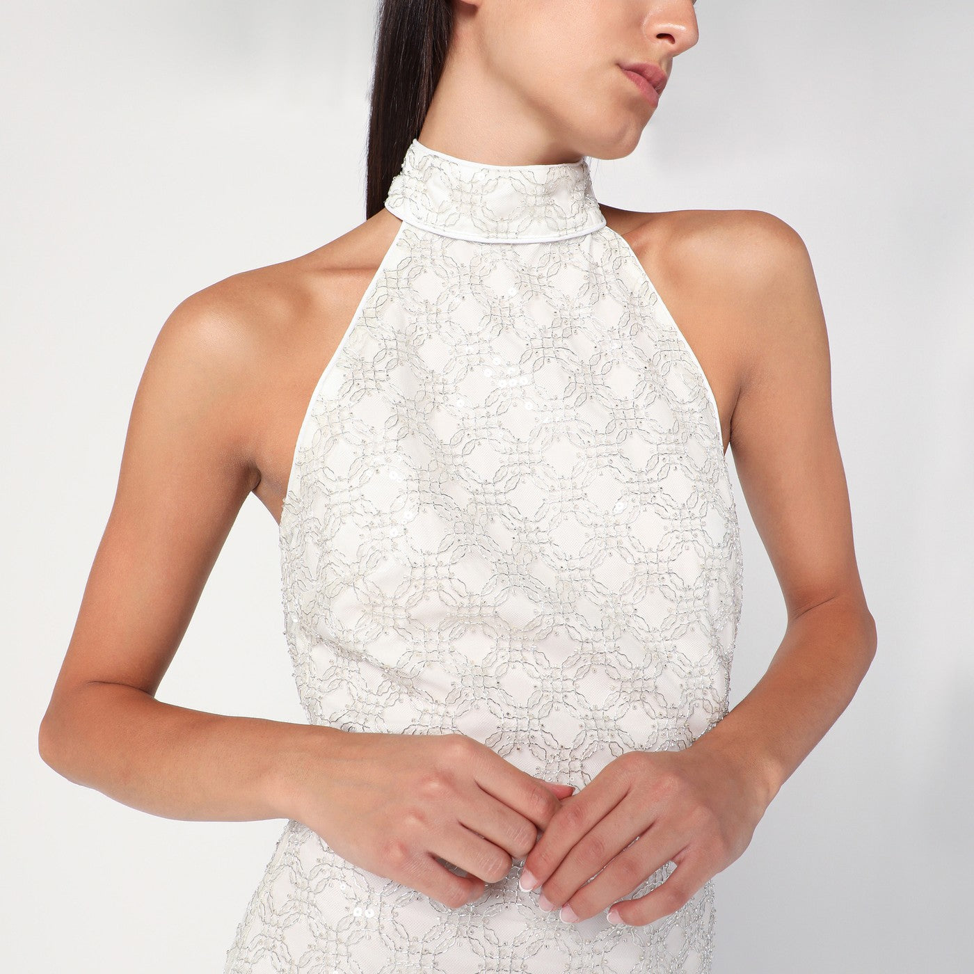 Rotate Cream-Colored Dress With Sequins Women ROTATE