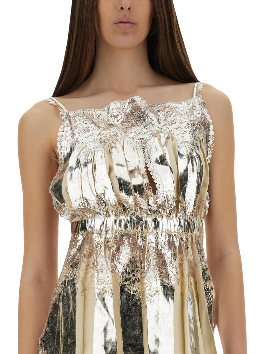 Rabanne Women Laminated Pleated Satin Top PACO RABANNE