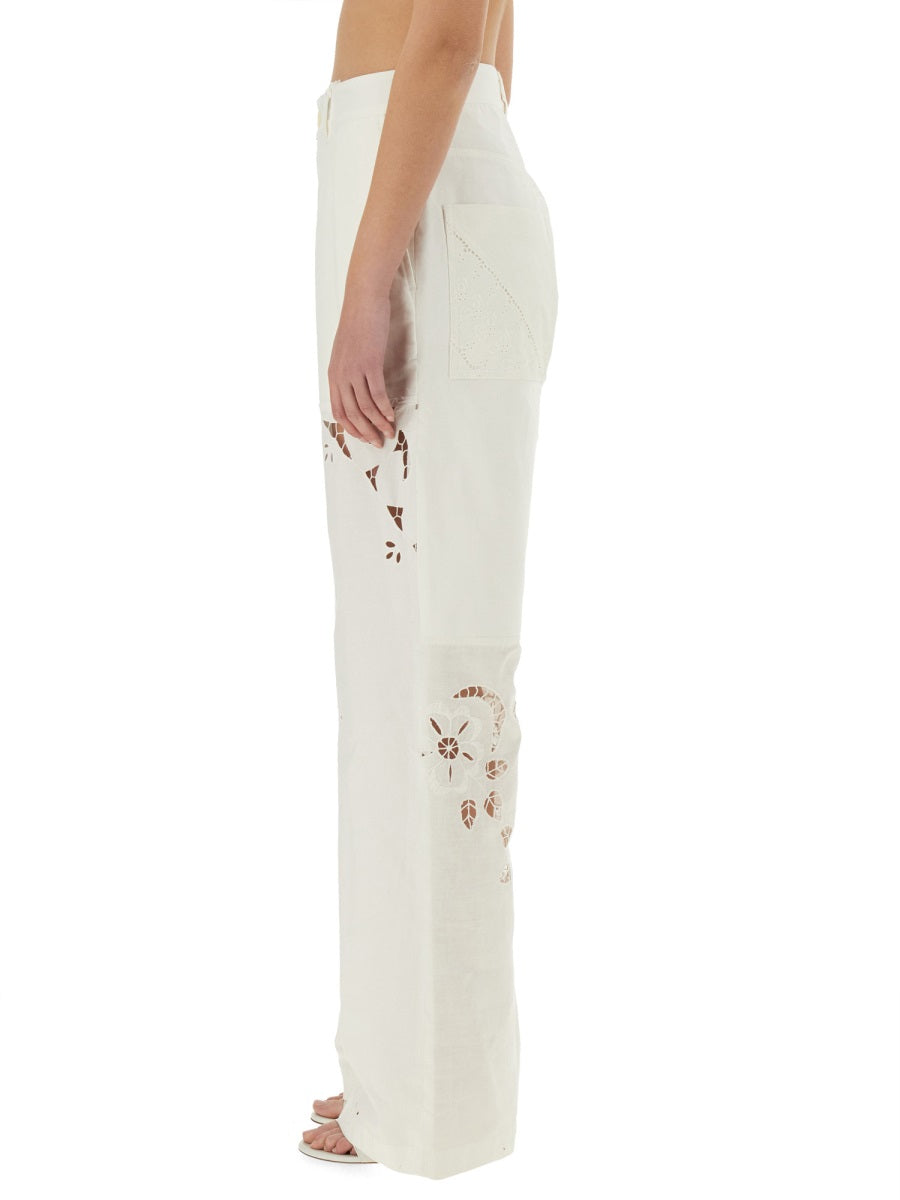 Marine Serre Women Upcycled Linen Pants MARINE SERRE