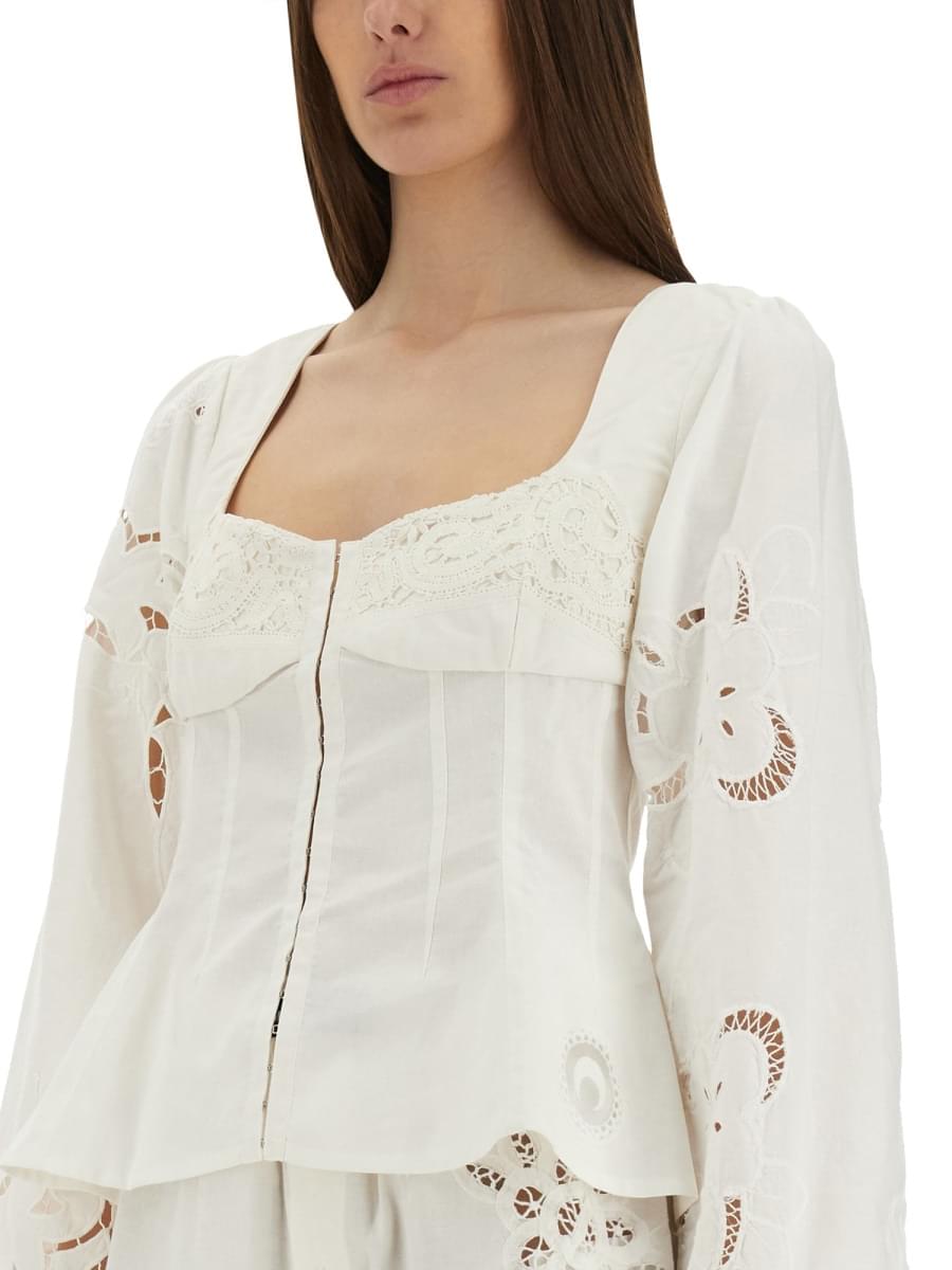 Marine Serre Women Upcycled Linen Top MARINE SERRE