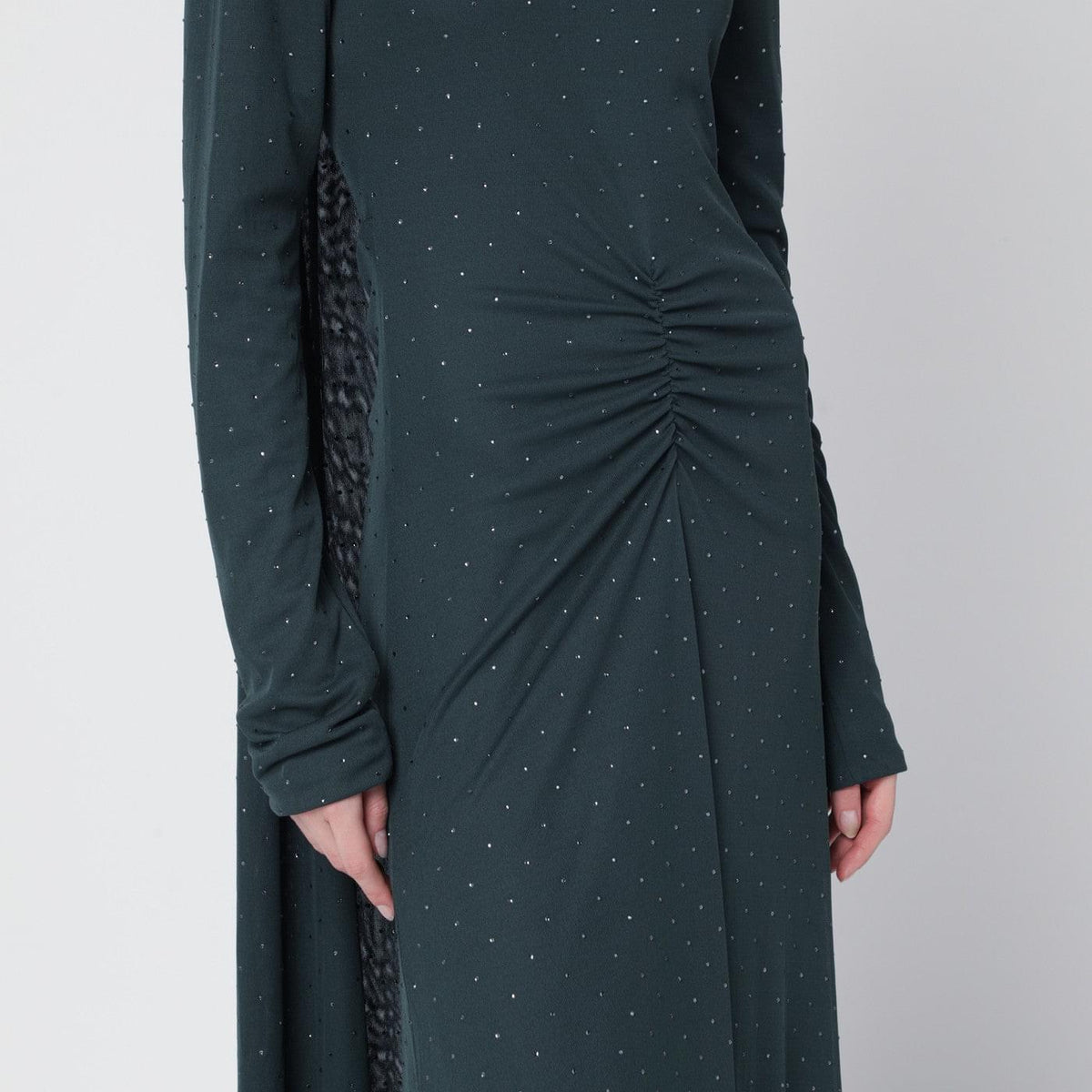 Rotate Long Green Dress With Rhinestones Women Women ROTATE