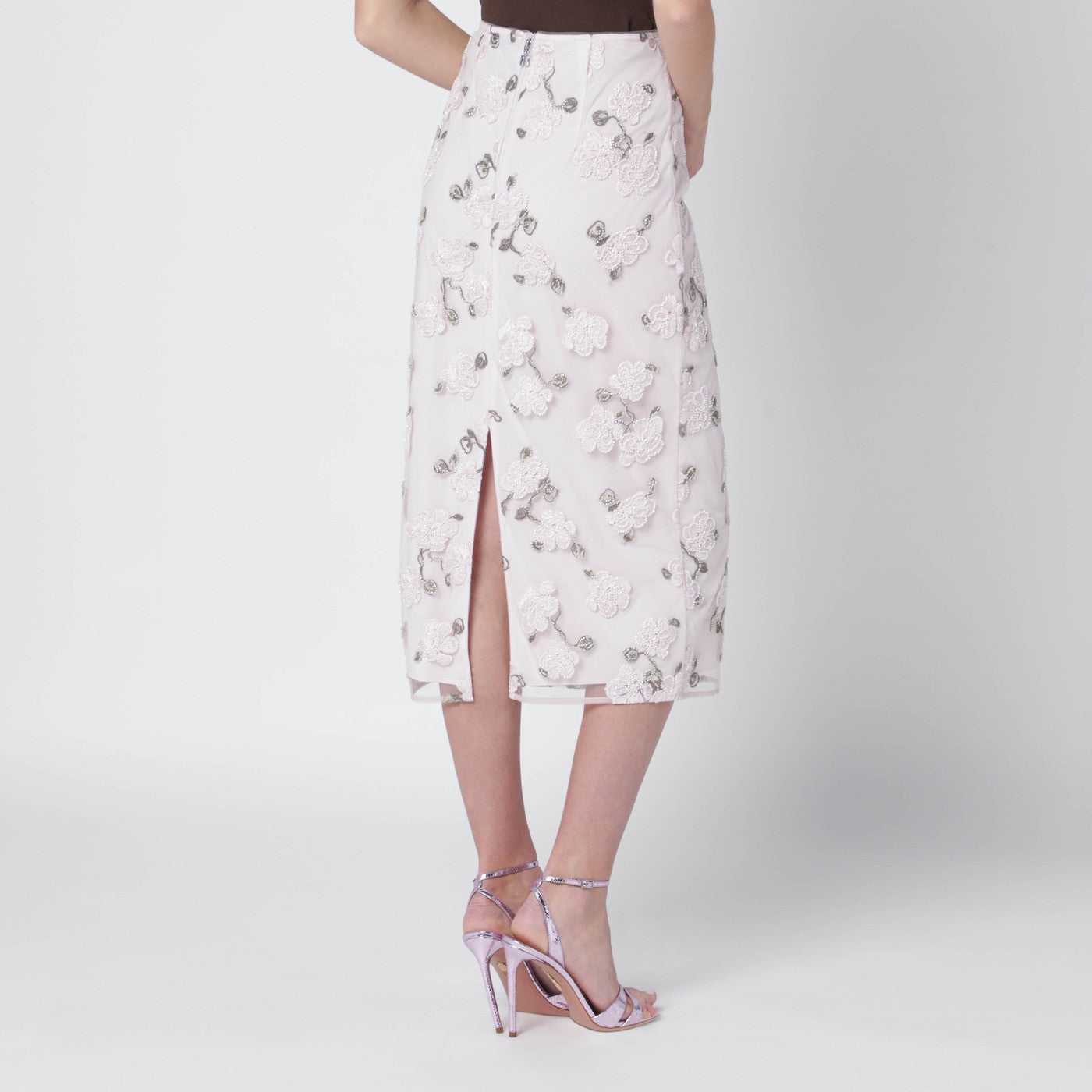 Rotate Pink Skirt With Floral Embroidery Women ROTATE