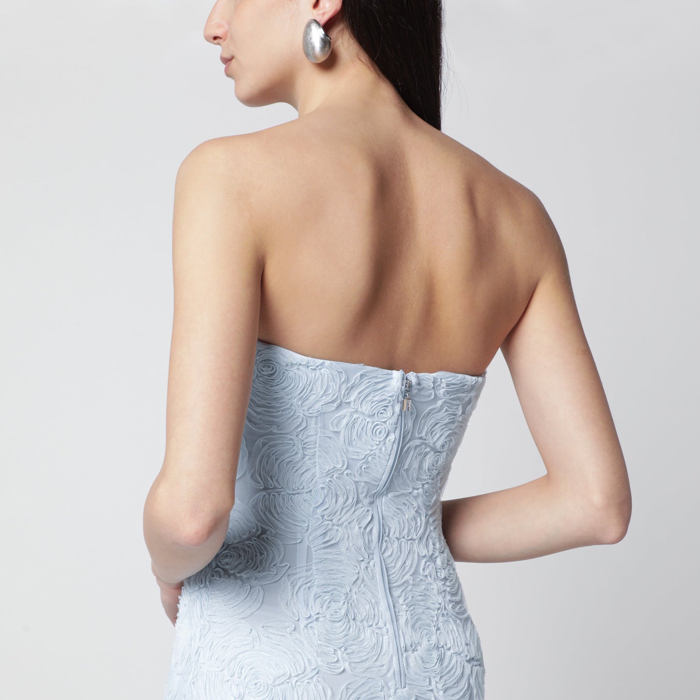 Rotate Light Blue Floral Mesh Sheath Dress Women ROTATE