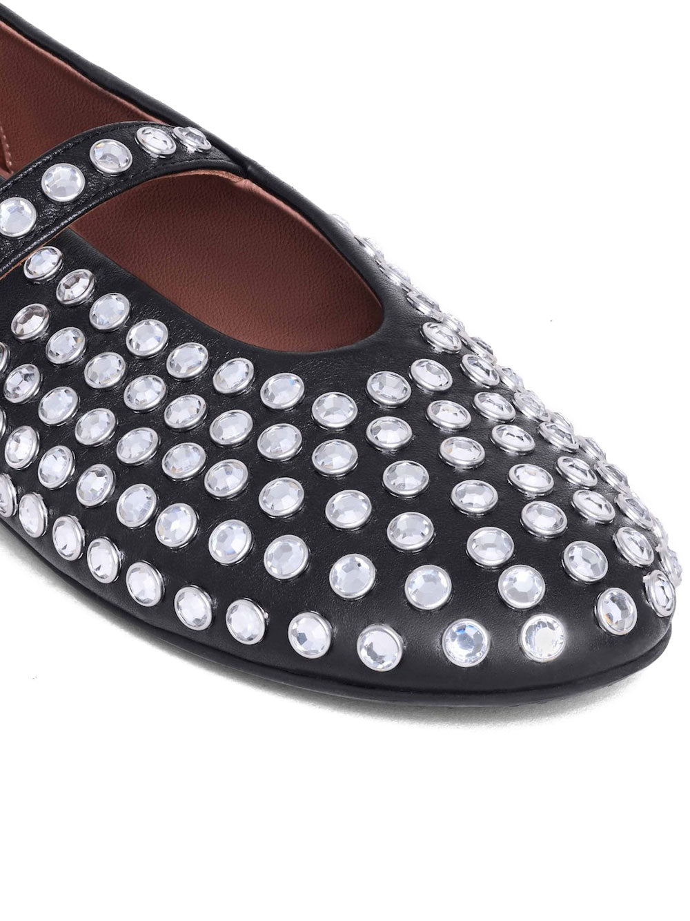 Alaia Women Leather Ballet Flats With Strass ALAIA