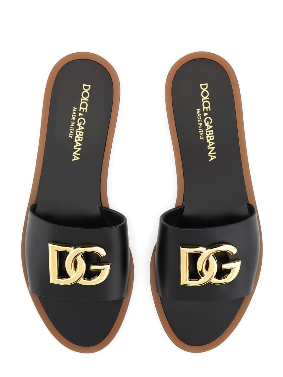 Dolce & Gabbana Women Leather Slide Sandal DOLCE & GABBANA