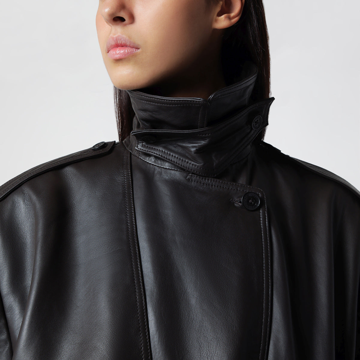 Rotate Biker Jacket In Lamb Leather In Dark Brown Women ROTATE