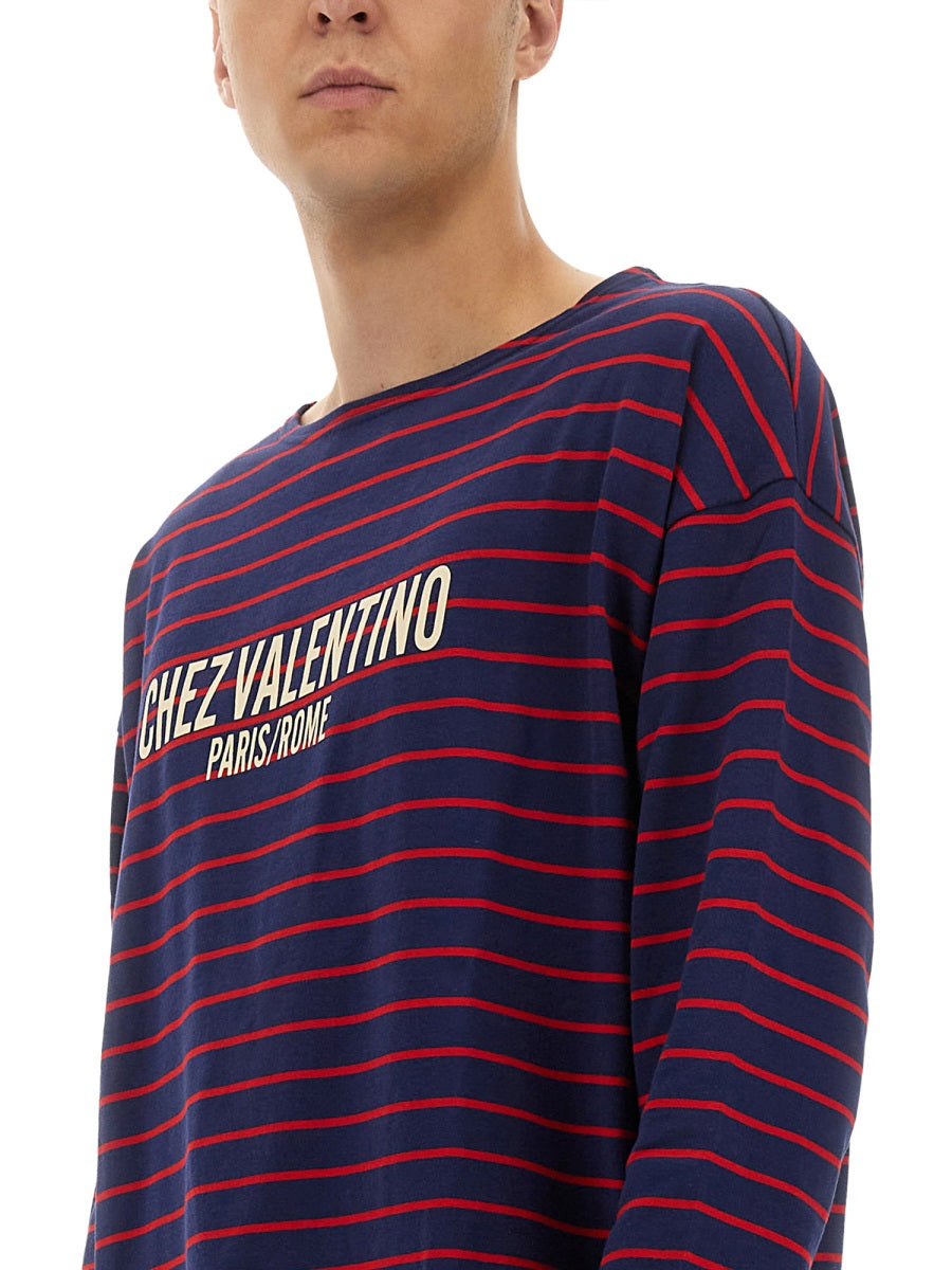 Valentino Men Long Sleeve T-Shirt With "Chez Valentino" Print VALENTINO