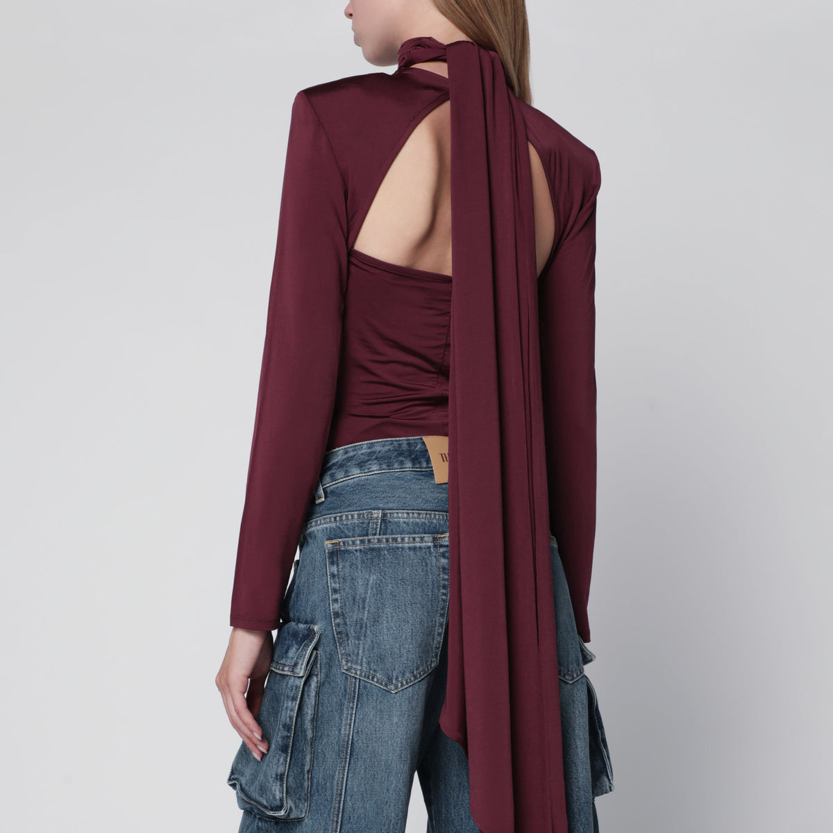 Rotate Burgundy Scarf-Detail Top Women ROTATE